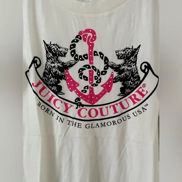 Juicy Couture Women’s White T-Shirt Size Small NWT Short Sleeve - Picture 2 of 6